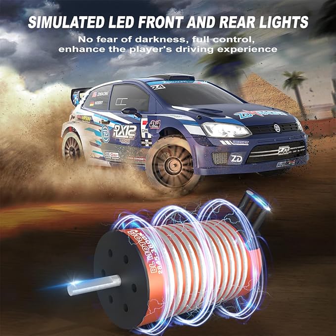 ZD Racing RX12 1/12 RC Drift Car for Adults 2.4G Full-Proportional 4WD Brushless Mini Remote Control Rally Car with LED Lights 60KM/H Sports Cars Vehicle Toy Gift -RTR