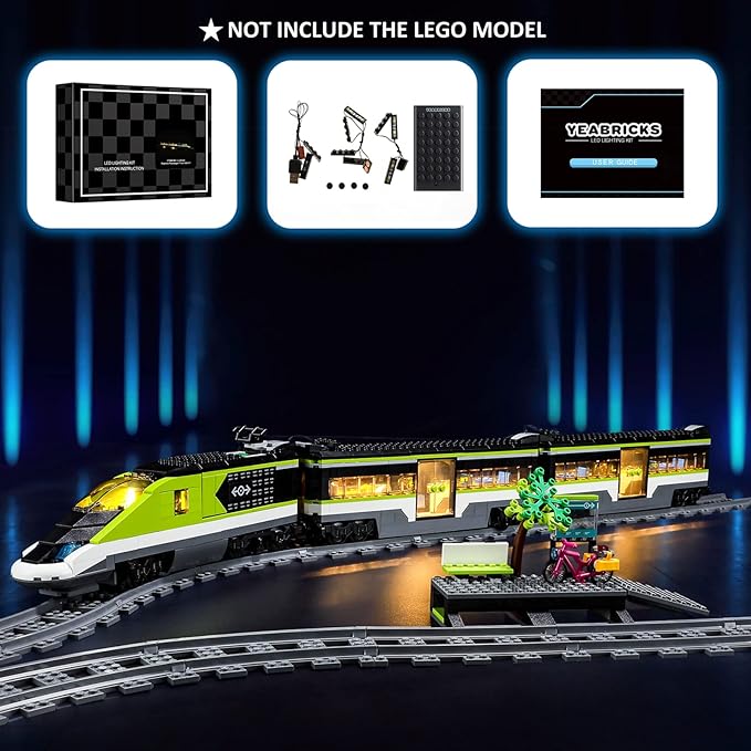 YEABRICKS LED Light for Lego-60337 City Express Passenger Train Building Blocks Model (Lego Set NOT Included)