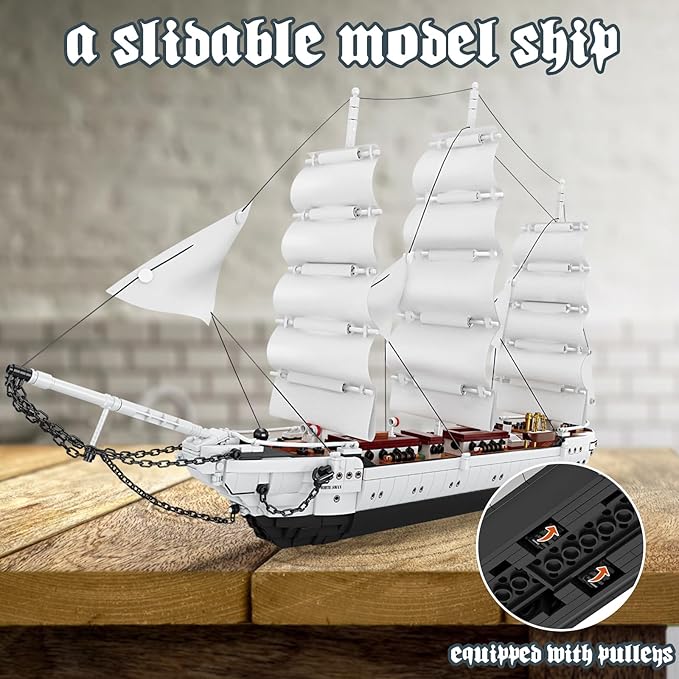 JMBricklayer Ship Building Toy - Building Sets for Adult 40104 White Swan Model Ship Attractive Showroom Decoration Pirate Ship &amp Nautical Adventure Experience Construction Toys
