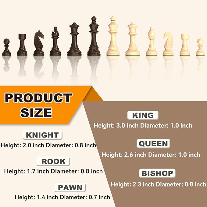 Premium Natural Walnut 13 x 13 Magnetic Wooden Chess Set with 1 Built-in Storage Drawers - 2 Bonus Extra Queens - 24 Checkers Pieces - Staunton Chess Pieces Board Games Chess Sets
