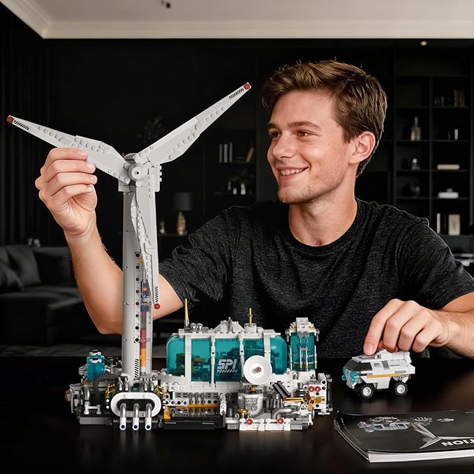 BNG Spcae Station Building Set for Adults Wind Power Station Space Block Set Home or Office Decor Creative Spaces Building Block Toy Sets for Teens Boys 8-14 (2288 PCS)