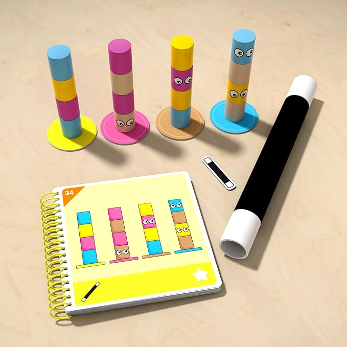 HABA Amanda's Alpacas Stacking Puzzle Game: 60 Logic Challenges and Brain Teaser Puzzles for Kids Ages 5+ Smart Games to Develop Fine Motor Skills &amp Problem Solving