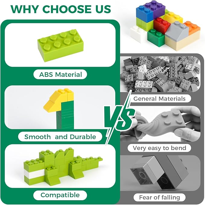 1100 Pieces Building Blocks Compatible with All Major Brands Classic Bulk Blocks Includes Wheels Door Window Street Lights