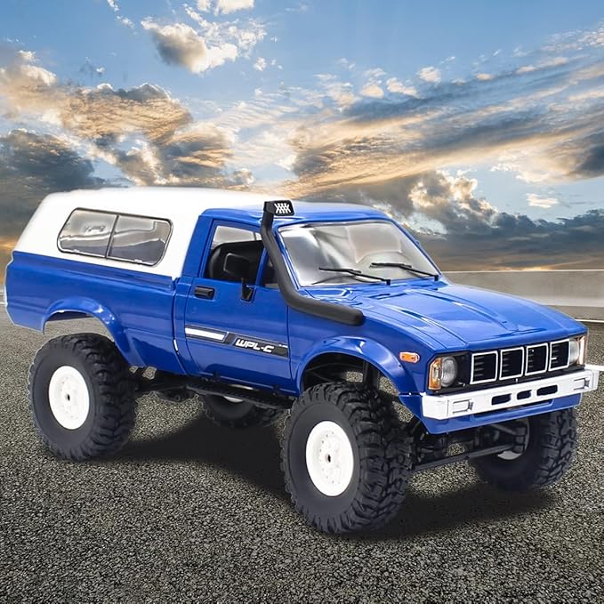 Mostop RC Crawler WPL C24 Rock Crawler RC Truck 4x4 Off Road 1:16 Scale RTR Remote Control Truck 2.4Ghz Proportional Steering RC Car with LED Lights Toys for Kids 6-8 8-12 Year Old Birthday Gift