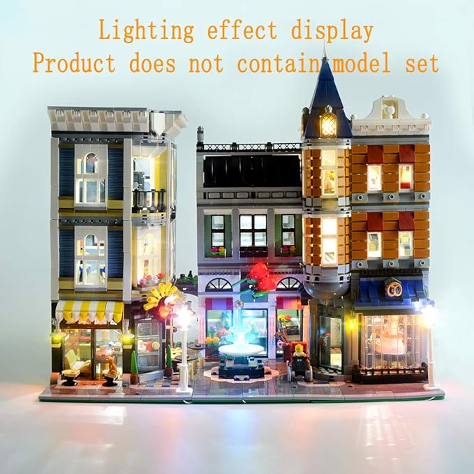Upgraded Version LED Light Kit for Creator Expert Assembly Square - Compatible with Lego 10255 Building Set (Model Set Not Included)