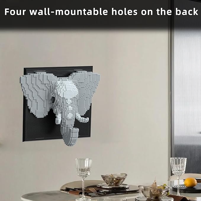 3D Wall Art Elephant Building Block Sets - Cute Animal Micro Mini Building Bricks Kit Creative Ideals Toy for Adult Collectible Architecture Decoration Party Favor for 14+ Adult 1625PCS (Elephant)