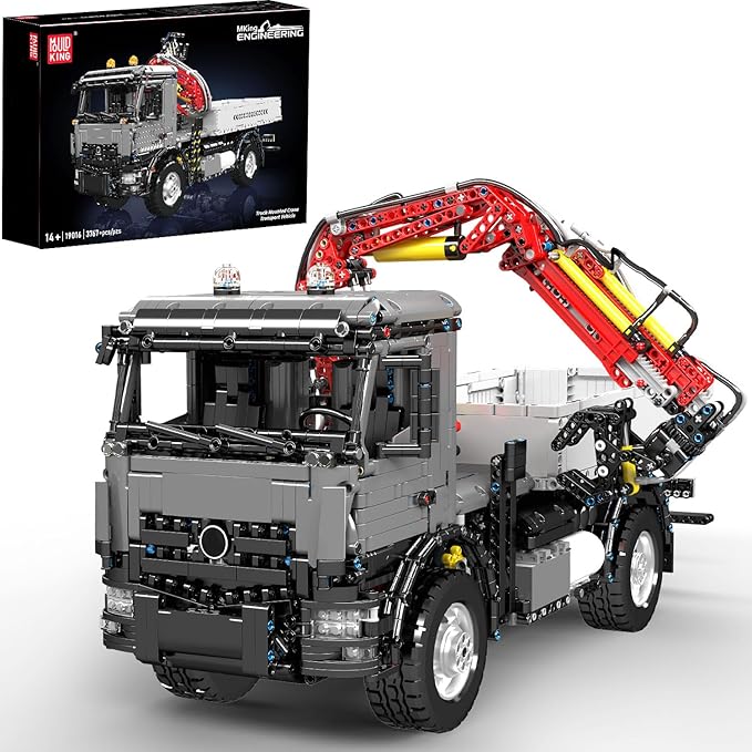 Mould King 19016 Tow Truck Building Set APP/Remote Control Truck Mounted Crane Model Kit Drive Transport Vehicle Construction Toy Display Kit Collectible Gift for Adult Teens(3767 Psc)