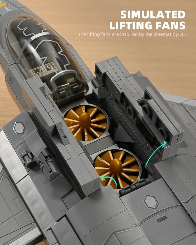 J-20 Fighter Jet Building Block Set for Adult Military Air Force Aircraft Building as Gift Giving (1106 Pieces)