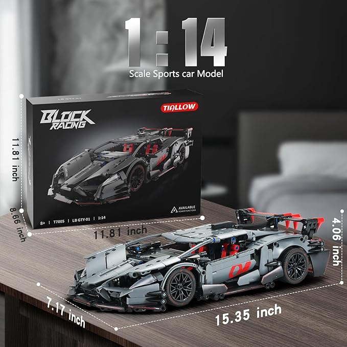 Sports Car Building Sets for Adults -1:14 Technic Cars Building Block Toy Decor Model Valentine's Day Gift for BoyfriendBirthday Gift for Racing Car Fans and Boys Age 8 10 12 14 Year Old
