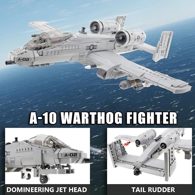 961pcs A-10 Warthog Plane Building Toys Sets Fighter Jets Building Blocks WW2 Airplane Military Model Kits Ideal Gifts for Adult