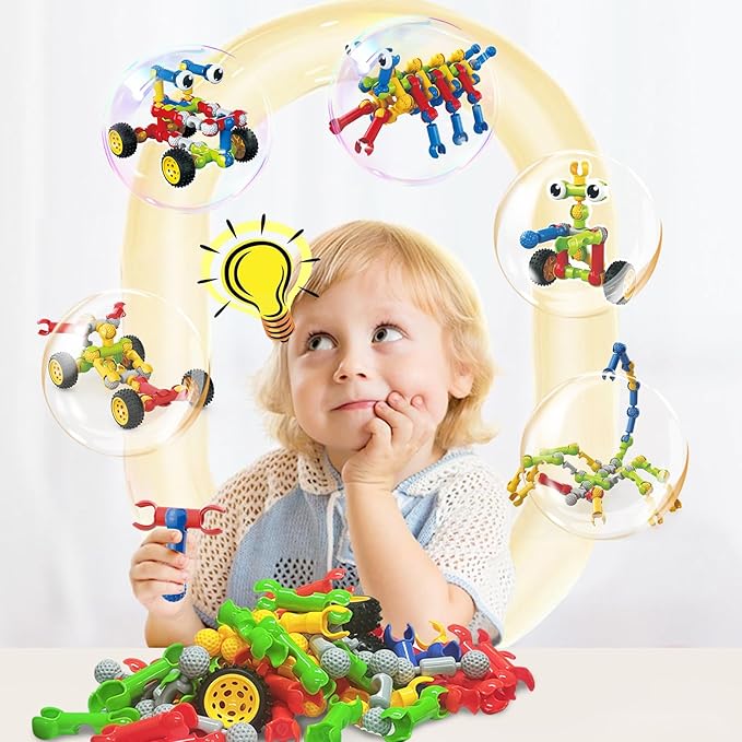 Stem Building Toys for 3 4 5 6 7 8 Year Old Boys Girls Kids180 Pieces Building Blocks Educational Learning Toys with Large Storage BoxIdeal Christmas Birthday Gifts