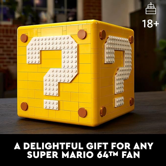 LEGO Super Mario 64 Question Mark Block 71395 3D Model Set for Adults with 4 Microscale Game Levels: Peach’s Castle Bob-omb Battlefield Cool Mountain and Lethal Lava Trouble