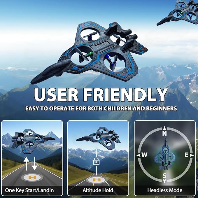 Remote Control Airplane RC Plane for Kids Adults Easy to Fly 2.4GHz RC Fighter Jet Model Plane Durable Foam Glider Aircraft for Beginners with Long Flight Time - Best Gift Toy