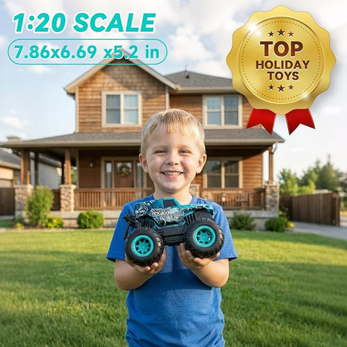 2.4Ghz Remote Control Monster Trucks for Boys Age 4-7Zombie Monster Truck Toys with Stunt 360°Spin &amp Drift 1:20 Scale Remote Control Car with Light &amp Sounds Gift for 3 5 6 8 Year Old Boys&