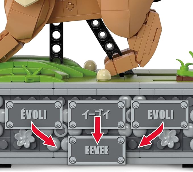 MEGA Pokémon Action Figure Building Set Motion Eevee with 1366 Pieces Turn Crank for Running Movement Build &amp Display Toy for Collectors