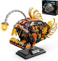 Mechanical Angler Fish Building Set with Light Creative Ocean Lantern Fish Animal Toy for Home Office Decor Compatible with Lego Shark STEM Gift for Adults Teens Boys 8-14+ (1022 PCS)