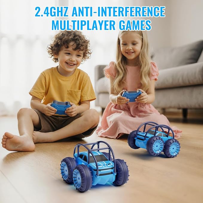Amphibious Remote Control Car Rechargeable RC Cars &amp Remote 360° Rotating Flips 2.4Ghz 4WD All Terrain Stunt Car Toy Christmas Birthday Gift for Kids Boys 3-12 Years