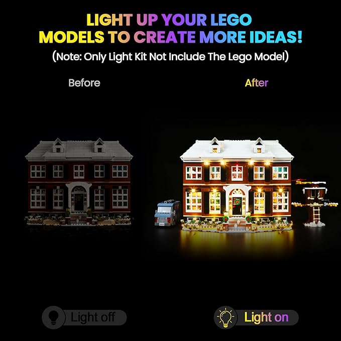 Upgraded Led Light Kit for Lego Ideas Home Alone Building Set Compatible with Lego 21330 Gift Idea for Millennials (Model Not Included)