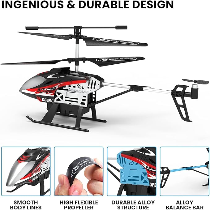 DEERC DE52 Remote Control HelicopterAltitude Hold RC Helicopters with Storage Case Extra Shell2.4GHz Aircraft Indoor Flying Toy with High&ampLow Speed Mode2 Modular Battery for 24 Min Play Boys Gi