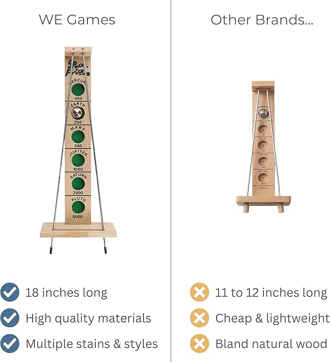 WE Games Shoot the Moon - Classic Solid Wood Rolling Ball Game for Family Fun &amp Skill Building Enhances Social Skills Patience &amp Perseverance