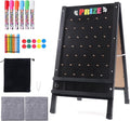 Prize Drop Game Board 15.7X27.5 Double-Sided Foldable Design with Wooden A-Frame Chalkboard Sign for Family Carnival Trade Show &amp Party-Includes 10 Coin Drop Discs and Chalk Set Portable Des