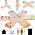 Original Marble Board Game Set Portable Wooden Tabletop Game with 30 Marbles and 7 Dice for Family Party Nights (2-6 Players)