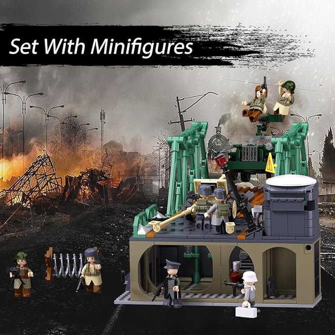Military Base Building Toy Army Defence Base Army Toy WW2 Model Kit for Boys Ideal Gifts for Kids Aged 6-12 and Adults Compatible with Lego Military Set 769 pcs