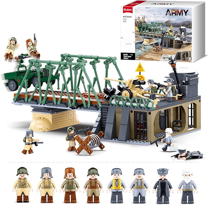 Military Base Building Toy Army Defence Base Army Toy WW2 Model Kit for Boys Ideal Gifts for Kids Aged 6-12 and Adults Compatible with Lego Military Set 769 pcs