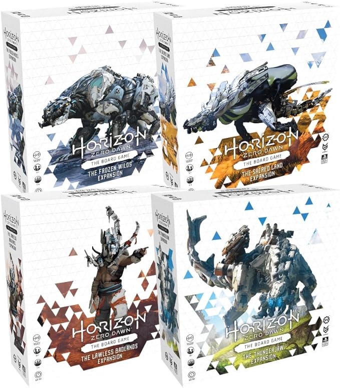 Steamforged Games H-Zero Dawn The Board Game Expansion Bundle: Frozen Wilds Sacred Lands The Lawless Badlands and Thunderjaw (4 Items)