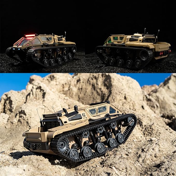 RC Tank Car 1:16 Scales Transport Military Vehicle RC Tank 4WD RTR Off Road RC Crawler with 360°Rotating Drifting Dual Motor Gearbox Proportional Control Military Truck RC Toy for Adult