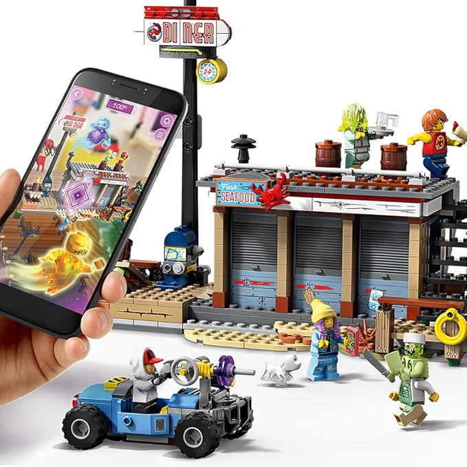 LEGO Hidden Side Shrimp Shack Attack 70422 Augmented Reality (AR) Building Set with Ghost Minifigures and Toy Car for Ghost Hunting Tech Toy for Boys and Girls (579 Pieces)