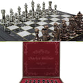 8 Inches Personalized Chess Set - Boxed Custom Chess Board and Metal Chess Figures Set - Gift Idea for Son Husband Father and Anyone for Birthday Anniversary and Any Occasion