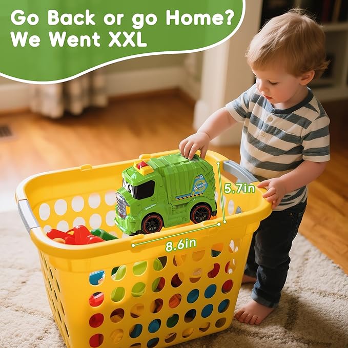 Remote Control Garbage Truck Toys for Toddlers 1-3 with Lights &amp Sounds RC Recycling Vehicle for Kids 3-8 Durable Waste Management Trash Truck for Boys &amp Girls