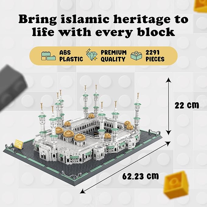 Masjid Al Haram Building Blocks Set - Great Mosque of Mecca Architecture Model Kit 2000+ PCS - Islamic Mosque Educational Construction Toy for Kids &amp Adults - Muslim Eid Ramadan Hajj &amp Umrah