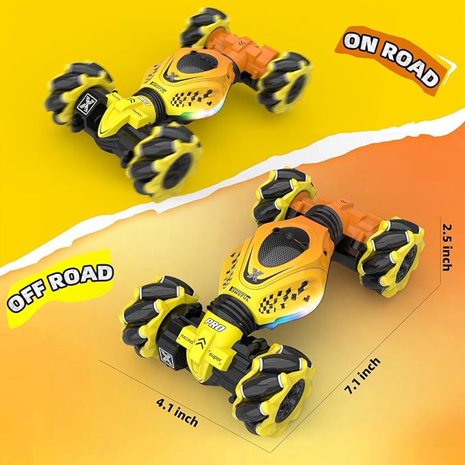Gesture Sensing RC Stunt Car for Boys 6-12 4WD Remote Control Toy with Lights Music Best Birthday Gift for Kids 2.4Ghz Hand Control Drift