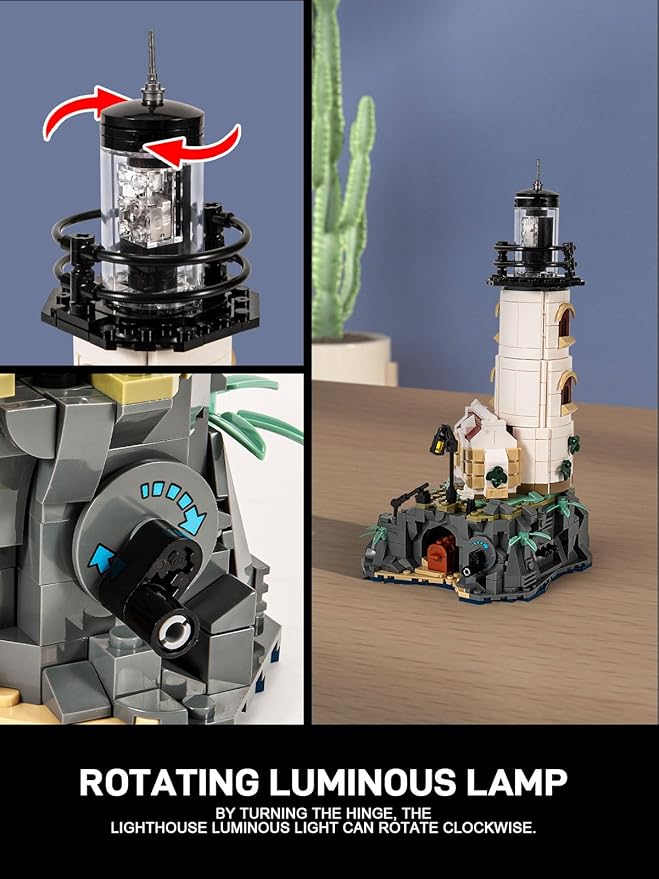 Island Lighthouse Building Block Toy Set Gifts for Kids and Adults（1092 PCS）