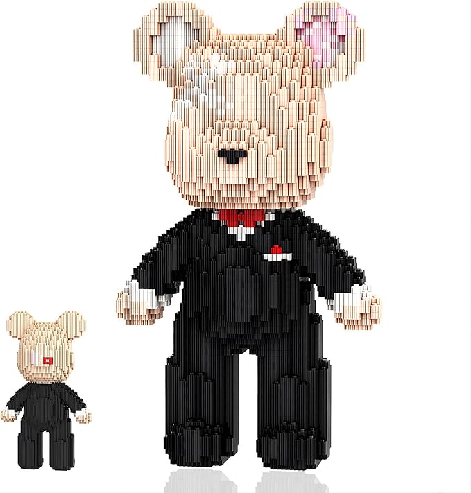 12.6 Groom Teddy Blocks Bear Building Bricks Set - Challenging DIY Micro Blocks for Adults Ages 14+ Collectible Home Decor for Office Bookshelf - Screen-Free Keep Busy Relaxing Gifts
