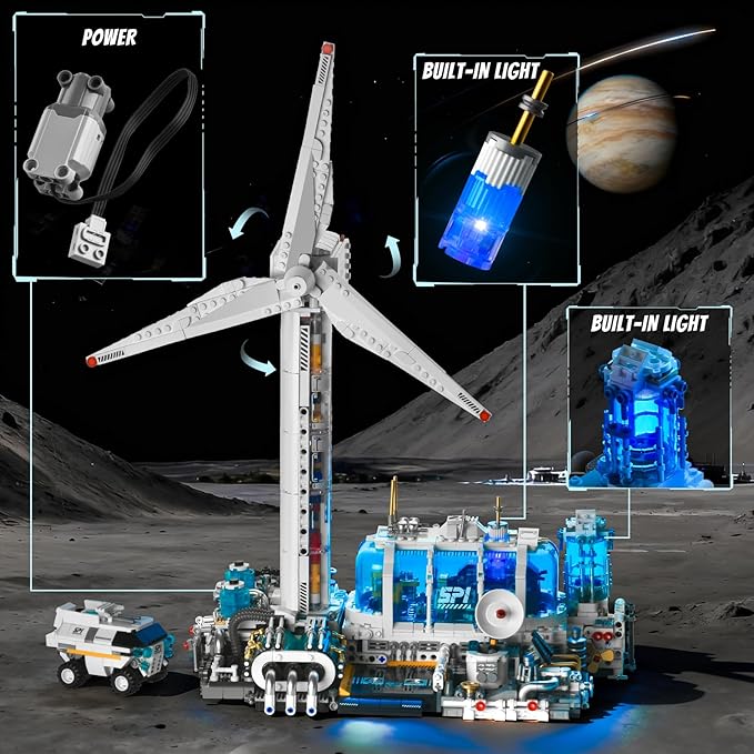 BNG Spcae Station Building Set for Adults Wind Power Station Space Block Set Home or Office Decor Creative Spaces Building Block Toy Sets for Teens Boys 8-14 (2288 PCS)