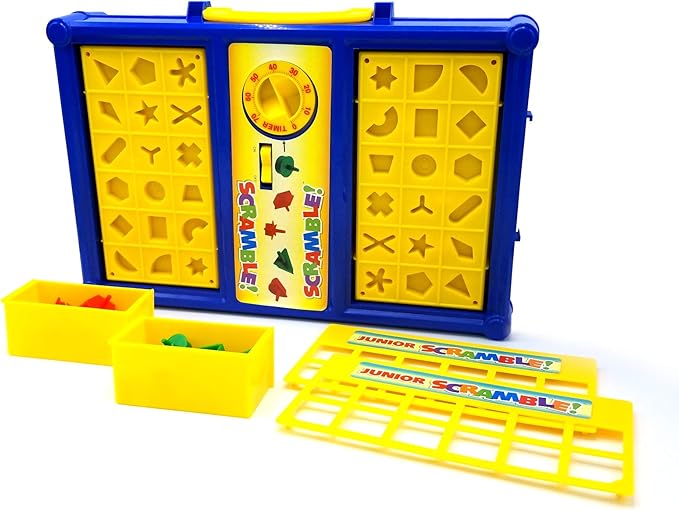 MUKIKIM Scramble - Shape Matching Family Board Game! Sorting Shapes Fast Before The Time is Up &amp Pieces Pop Out! Play Solo/with Friends. 12-Shape Junior Version Plates Included!