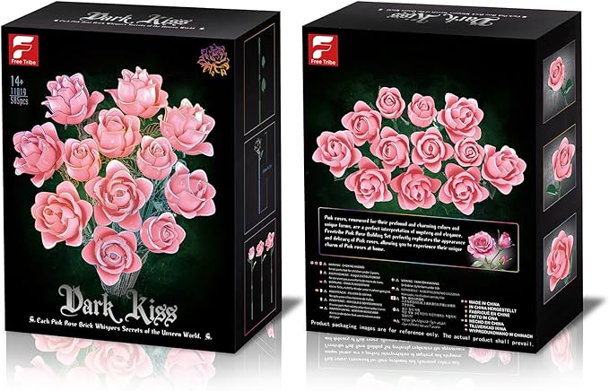 Rose Bouquet Building Set Rose Botanical Collection Blocks KitArtificial Flowers Compatible with Lego for Adults Women Teengirls - Gift for Valentine's Day - Gothic Home Decor (Pink)
