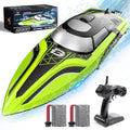 DEERC RC Boat with LED Light 30+ Mins Self Righting Remote Control Boat for Pools &amp Lakes 20+ MPH 2.4GHz Racing Boats 2 Battery Pool Toys for Kids Radio Controlled Watercraft