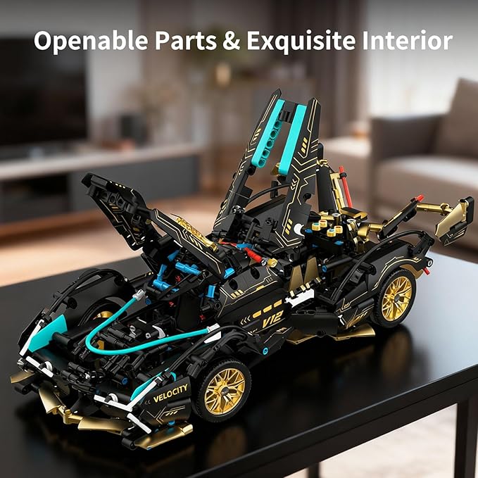 PIKARO Sports Race Car Building Set for Boys &amp Adults 1:14 MOC Toys Racing Model Car Kits Birthday Gifts for Kids Teen Age 8-14 12-16