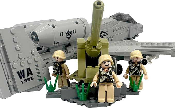 General Jim's A-10 Thunderbolt II Warthog Fighter Jet Building Blocks Set 931 Pieces Cold War Attack Aircraft Model Plane with Opening Cockpit Retractable Landing Gear Artillery Station | GJ-AA10