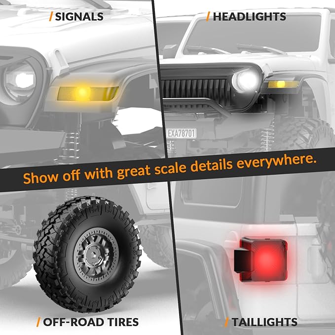 RCS24 Off Road 1/24 RC Truck 4x4 Off Road Crawler Climbing Vehicle All Terrain RC Monster Truck Remote Control Car with Bright Headlight 2 Batteries Waterproof Hobby Toys(RTR White)