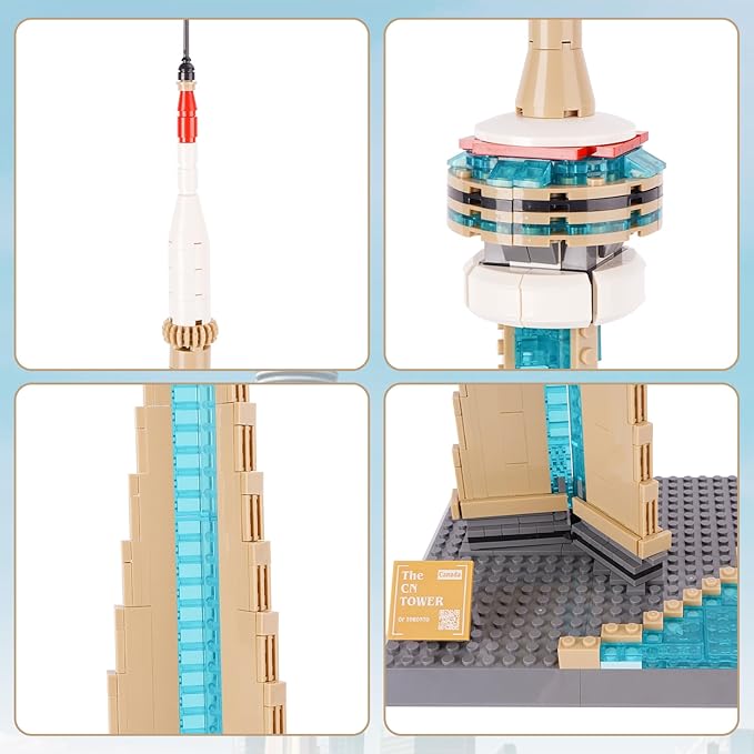 Oichy CN Tower Building Blocks Set 400 PCS Famous Architecture Model Building Kits Collection CN Tower Model Blocks for Adults and Kids