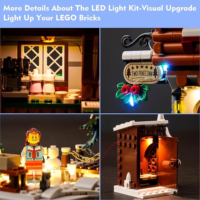 VONADO LED Light Kit for Lego Alpine Lodge Christmas Village 10325 Remote Control Lighting Set Accessories Compatible with Lego 10325 Christmas Winter Village Set (Lights Only No Models)