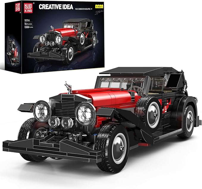 Mould King 10114 Classic Cars Building Kits MOC Vintage Car Model Building Blocks Set Gift for Age 14+/Adult Collections Enthusiasts(1308+ Pieces Static Version)