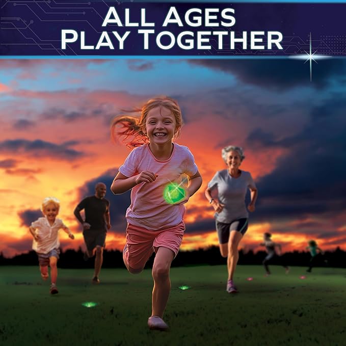 Glow in The Dark Capture The Flag Game - Starter Set | Ages 8+ | Glow in The Dark Outdoor Toys | Outdoor Games for Kids 8-12+ | Flag Football Gifts &amp Boys Birthday Gifts | Glowing Excitement!
