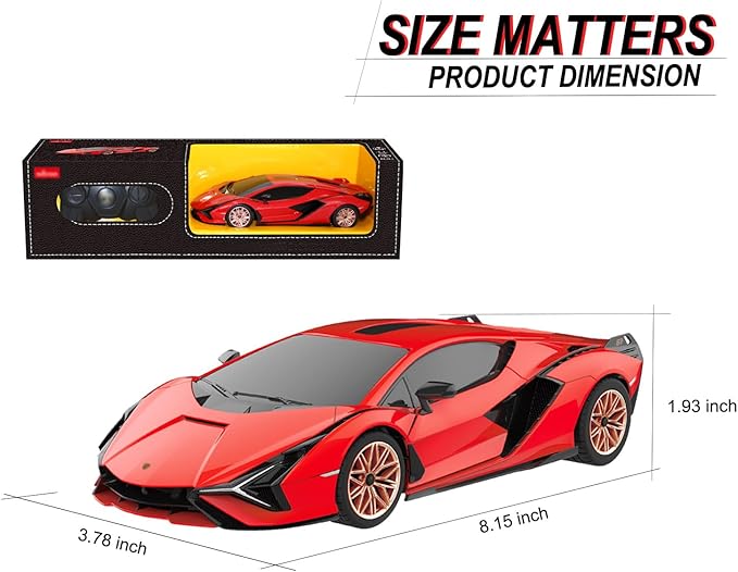 1:24 Scale Remote Control Car for Lamborghini Sian FKP 37 2.4GHz Model RC Cars Electric Sport Racing Hobby Vehicle Gift for Adults Kids Boys Girls - Red