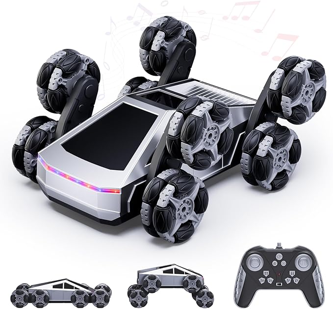 Remote Control Car 8 Wheels RC Stunt Car with LED Lights &amp Music 2.4GHz RC Drift Car for Boys Aged 6-14 Christmas Birthday Gift for Kids